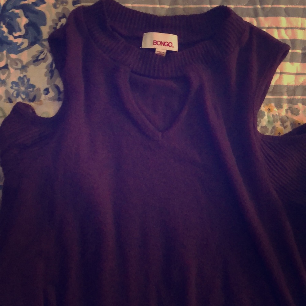 Bongo deep purple tunic, cold shoulder top